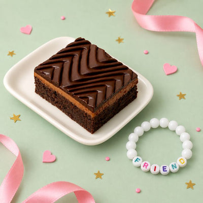 Friendship's Day Special Eggless Millionaire Brownie [1pc] with Band