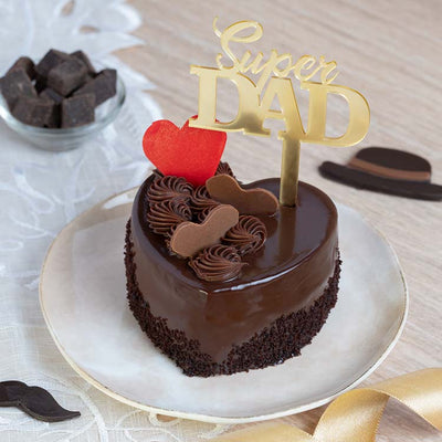 Father's Day Cake with Topper Chocolate and Strawberry Heart Bento Cake with Topper [300g]