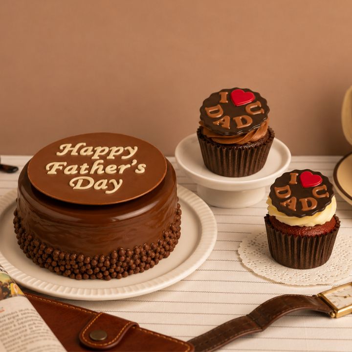 Father's Day Chocolate Hazelnut Bento Cake [350g] + 2 Cupcakes