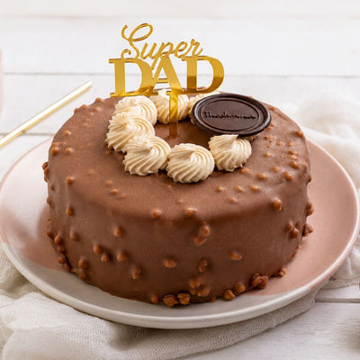 Father's Day Eggless Butterscotch & Milk Chocolate Cake with Topper [540g]