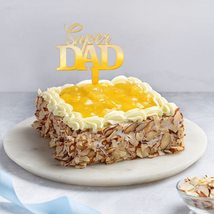 Father's Day Eggless Fresh Cream Pineapple Cake with Topper [500g]