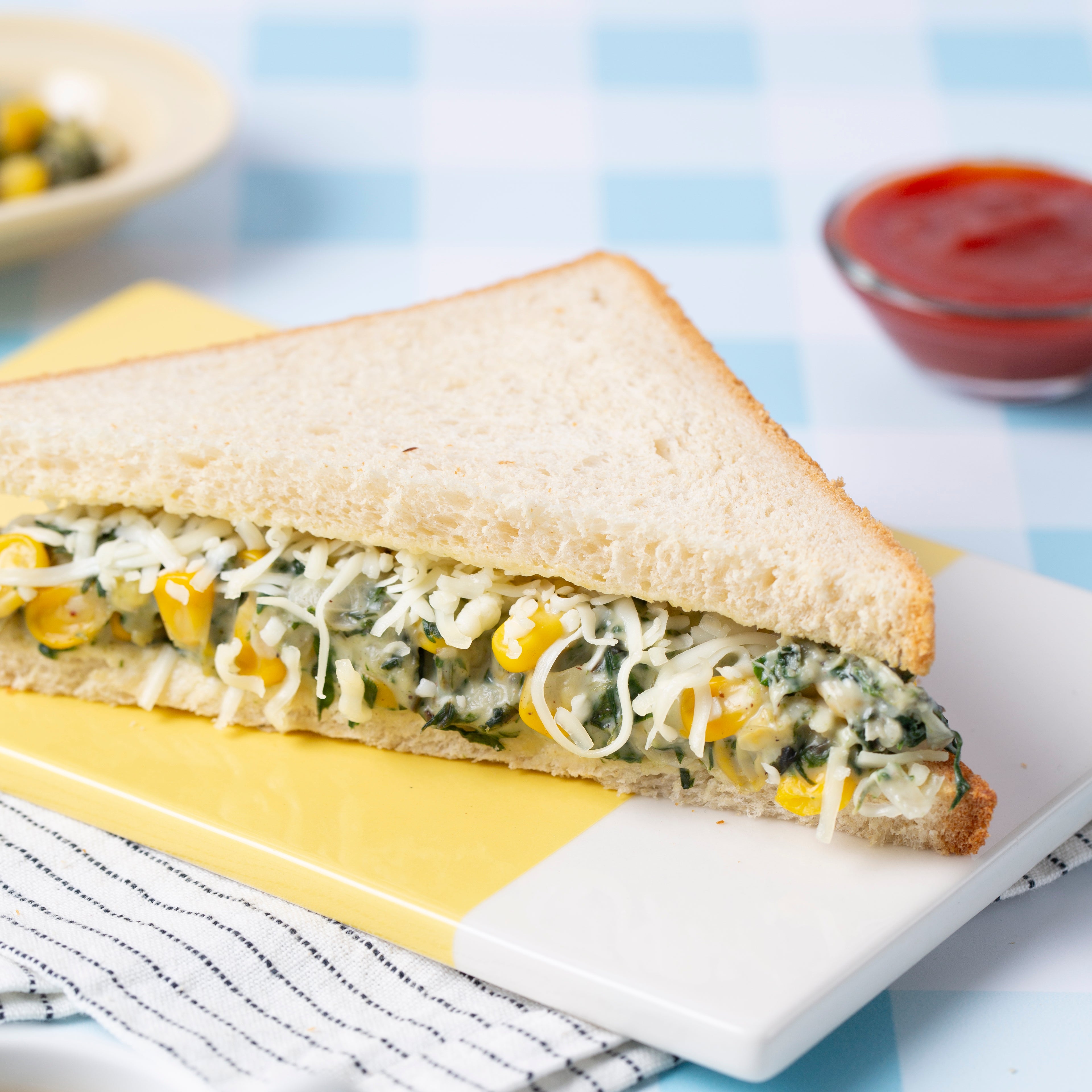 Spinach Corn & Cheese Sandwich