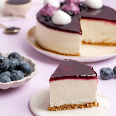 Eggless Blueberry Cheesecake